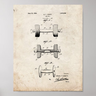 Póster Patente de la pesa de gimnasia - vieja mirada