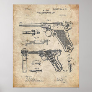 Póster Patente de Luger Pistol Parabellum