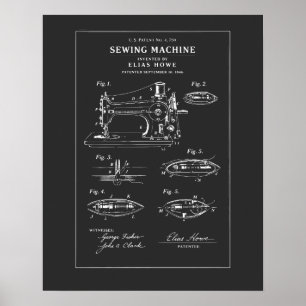 Póster Patente de máquina de coser Blueprint