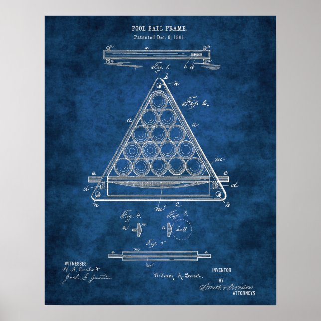 Póster Patente de marco de bolas de billar n° 3 Decoració (Frente)