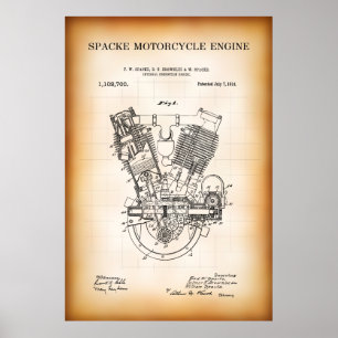 PÓSTER PATENTE DE MOTOCICLETAS 1914