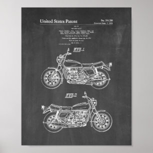 Póster Patente de motocicletas - Chalkboard