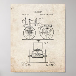 Póster Patente de motor de carretera - aspecto antiguo