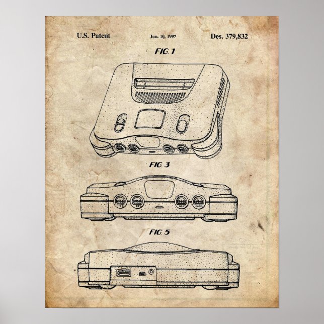 Póster Patente de Nintendo 64 (Frente)