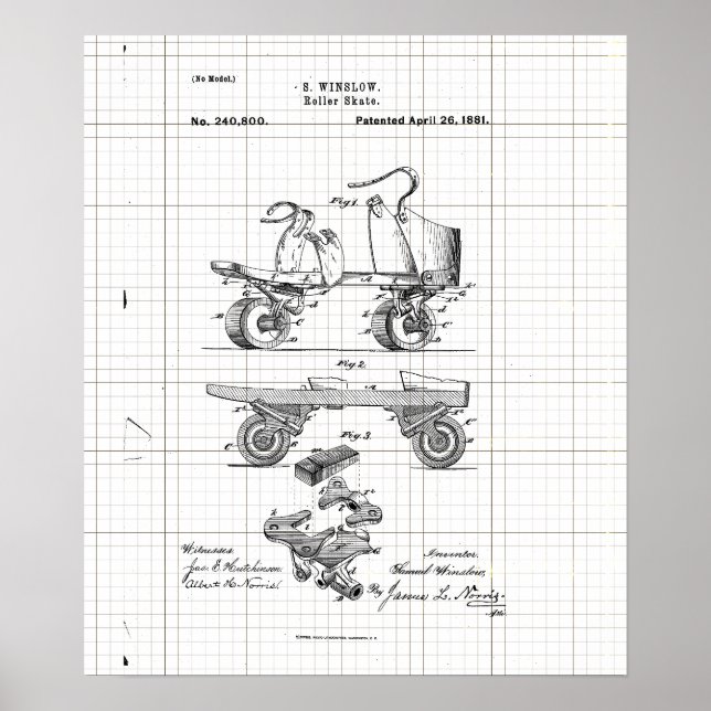 Póster Patente de patinaje de patinaje de patinaje de pat (Frente)