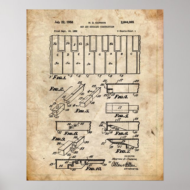 Póster Patente de piano (Frente)