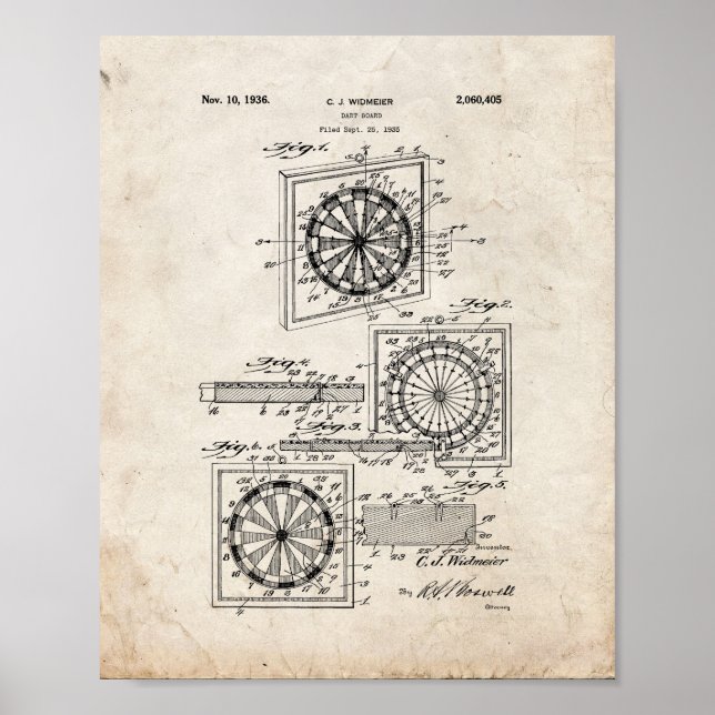Póster Patente de placa Dart - Vieja mirada (Frente)