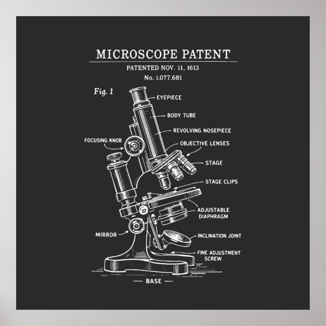 Póster patente de plano de microscopio (Frente)