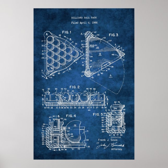 Póster Patente de rack de bolas de billar #9 Poster de sa (Frente)