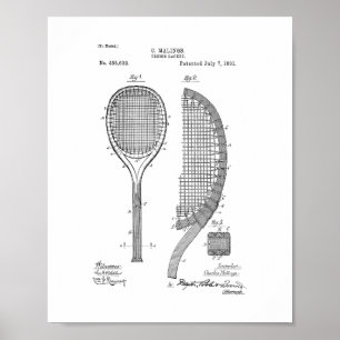 Póster Patente de raqueta de tenis