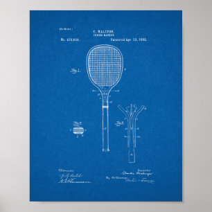 Póster Patente de raqueta de tenis - Blueprint