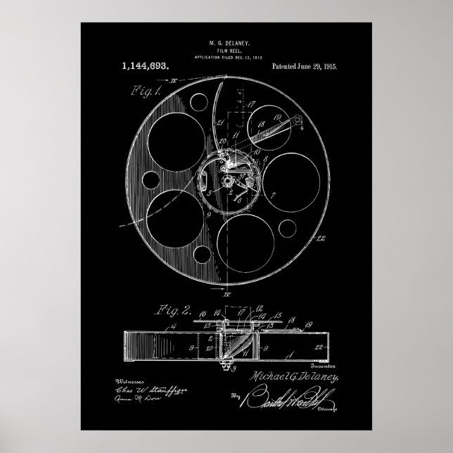 Póster Patente de Reel de Película (Frente)