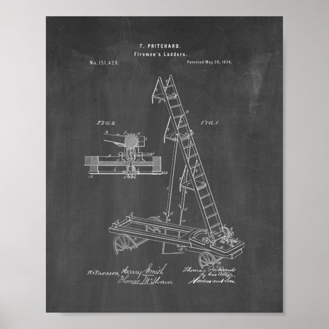 Póster Patente de vejigas de los bomberos - Chalkboard (Frente)