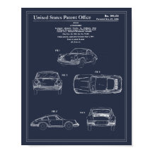 Patente de Viajes Vintage Blueprint Art Sports Car