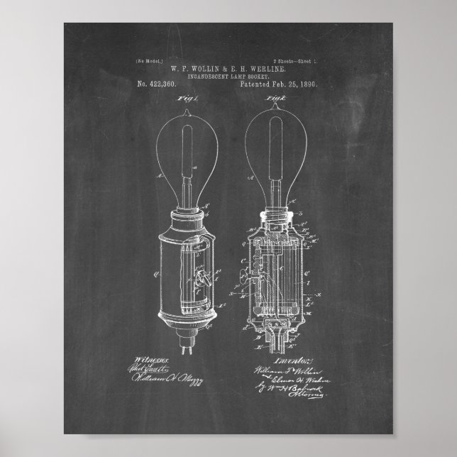 Póster Patente de zócalo de la lámpara incandescente - Ch (Frente)