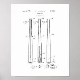 Póster Patente del bate de béisbol