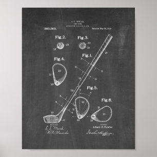 Póster Patente del club de golf - pizarra