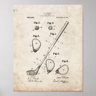 Póster Patente del club de golf - vieja mirada