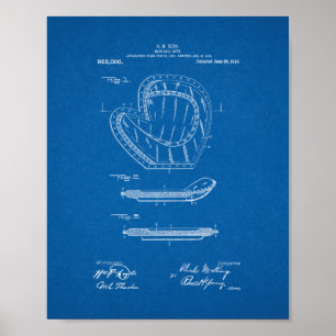 Póster Patente del mitón de béisbol - modelo
