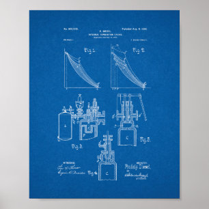 Póster Patente del motor de combustión interna - modelo
