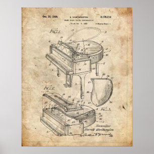 Póster Patente del piano