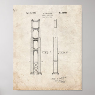 Póster Patente del puente Golden Gate - Viejo aspecto