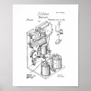 Póster Patente del telégrafo de Thomas Edison
