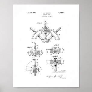Póster Patente del volante del barco