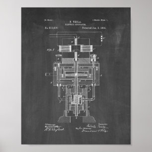 Póster Patente eléctrica del generador de Tesla - pizarra