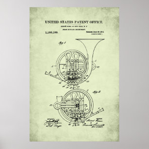 Póster Patente estadounidense - Cuerno francés