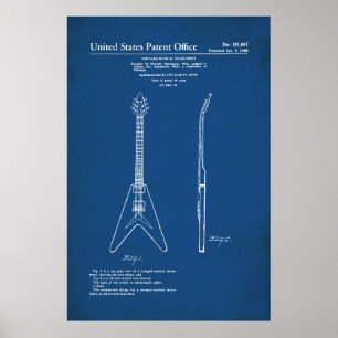 Póster Patente estadounidense - Gibson Flying V