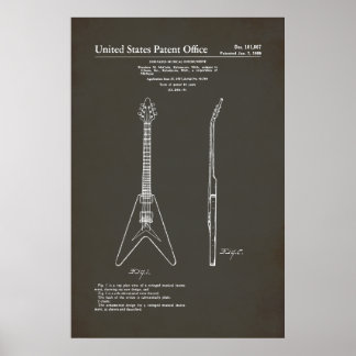 Póster Patente estadounidense - Gibson Flying V