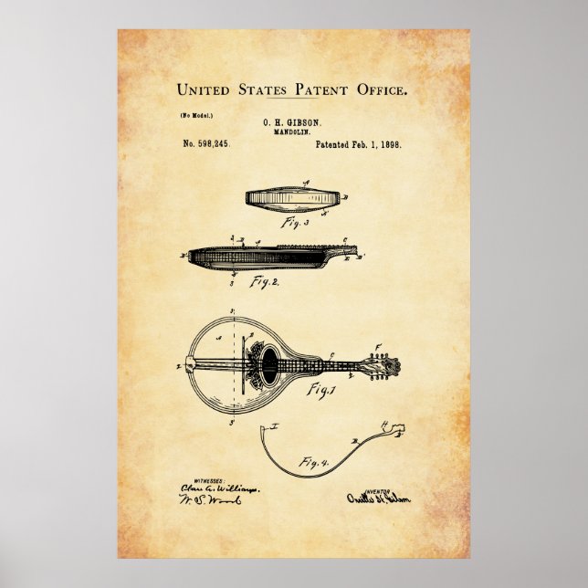 Póster Patente estadounidense - Mandolin (Frente)