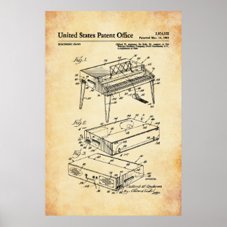 Póster Patente estadounidense - Piano eléctrico