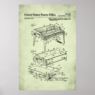 Póster Patente estadounidense - Piano eléctrico