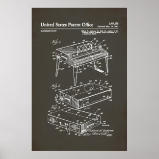 Póster Patente estadounidense - Piano eléctrico