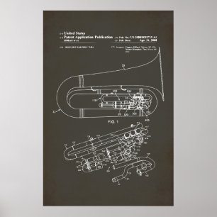 Póster Patente estadounidense - Tuba