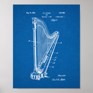 Póster Patente Harp - Blueprint