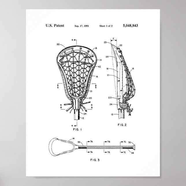Póster Patente Lacrosse Stick (Frente)