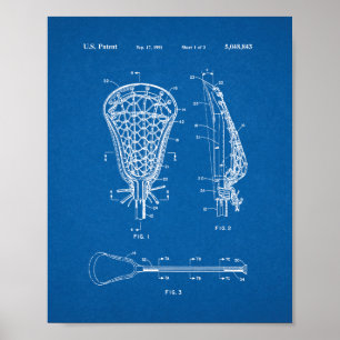Póster Patente Lacrosse Stick - Blueprint