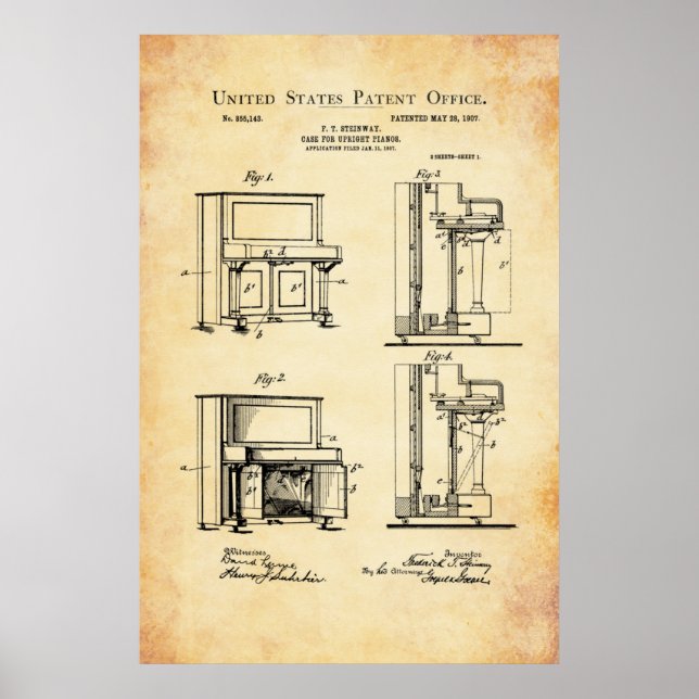 Póster Patente - Piano erguido - Poster (Frente)