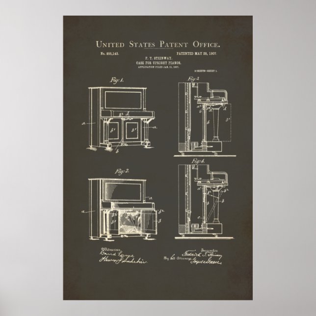 Póster Patente - Piano erguido - Poster (Frente)