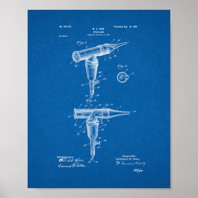 Póster Patente Speculum de médica - Blueprint (Frente)