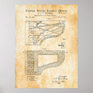 Póster Patente Steinway Piano Forte 1872