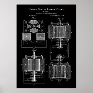 Póster Patente Tesla Power Transmitter 1888