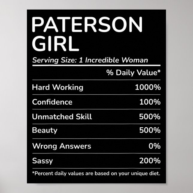 Póster Paterson Girl Funny New Jersey Hometown  (Frente)