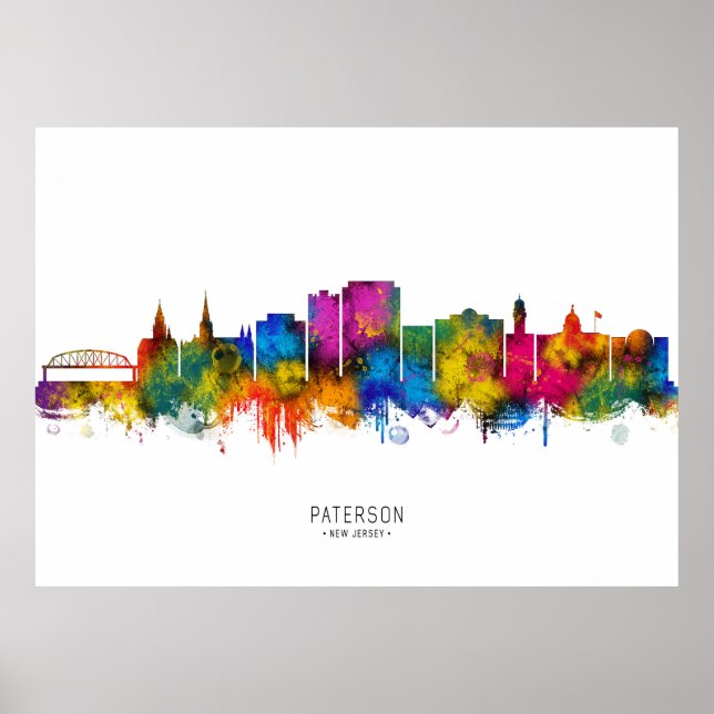 Póster Paterson New Jersey Skyline (Frente)