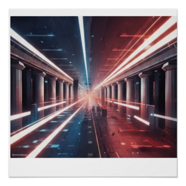 Póster Path of Leaders - Futuristic Abstract Red & Blue T (Anverso)