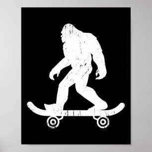 Póster Patinador Bigfoot Yeti Sasquatch Patinaje en monop