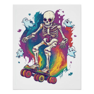 Póster Patinador de esqueletos